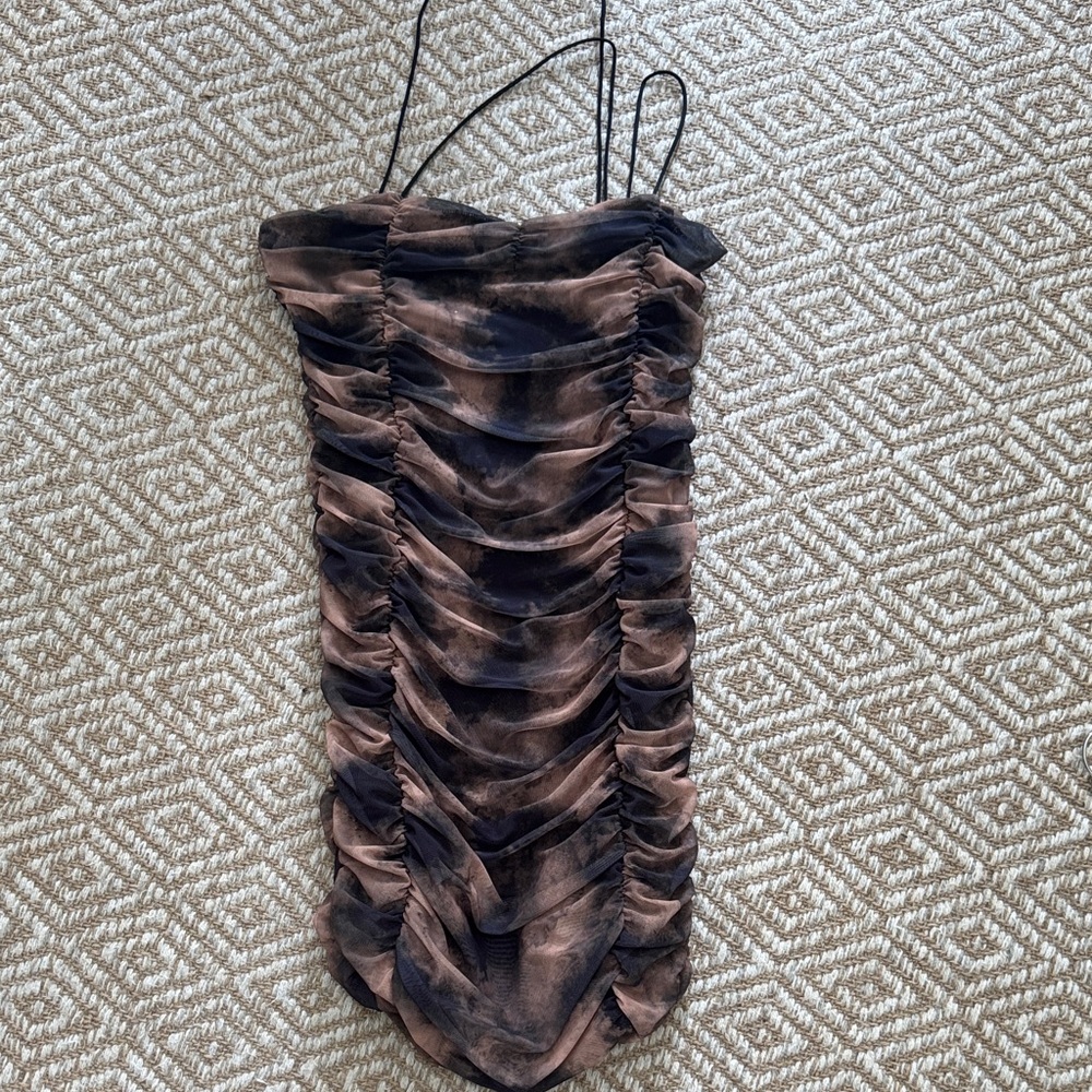 H&M Brown Ruched Mini Dress - Picture 3 of 4